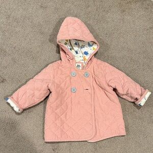 Baby Boden Pink Quilted Hooded Pea Coat
